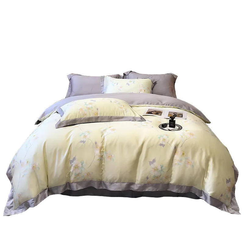 Lenzing Tencel Home Textile Bedding Set Yellow Flower Pattern Luxury 4pcs Cover Bedsheet Pillow shams Queen King Size
Lenzing Tencel Home Textile Bedding Set Yellow Flower Pattern Luxury 4pcs Cover Bedsheet Pillow shams Queen King Size