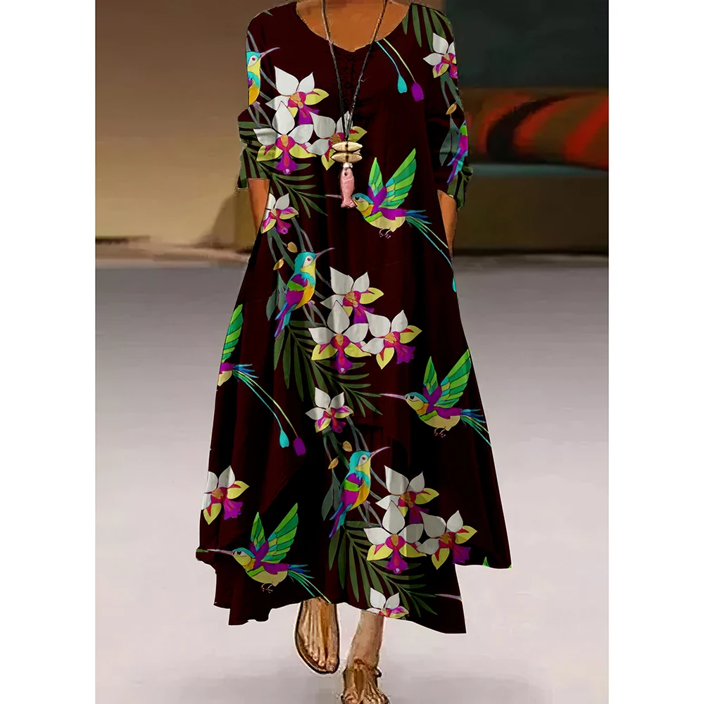 Fashion Casual Max Dress Party Evening Long Dress Floral Sexy Casual Dresses Women Fashion Bird Flower Print Sundress Streetwear
Fashion Casual Max Dress Party Evening Long Dress Floral Sexy Casual Dresses Women Fashion Bird Flower Print Sundress Streetwear