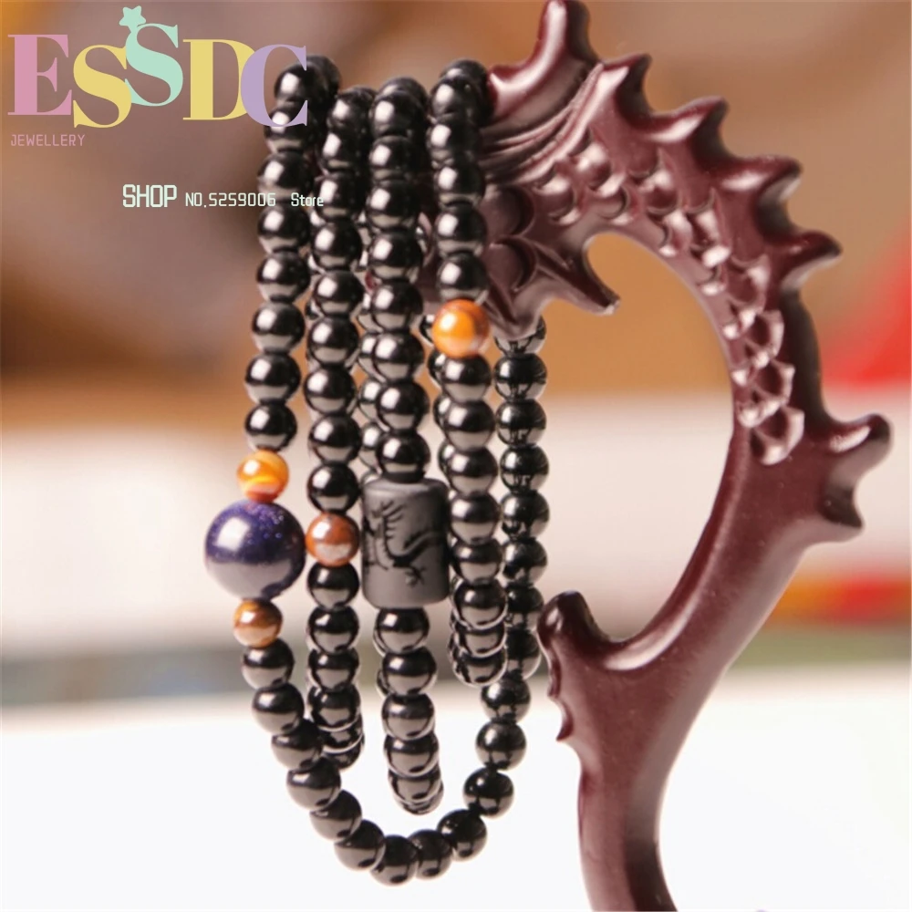 Fashion 6mm Black Obsidian Beads Bracelet Dragon-pillar Charm Multi Circle Blue Sand Stone Men's Long Wrap Wholesale
Fashion 6mm Black Obsidian Beads Bracelet Dragon-pillar Charm Multi Circle Blue Sand Stone Men's Long Wrap Wholesale