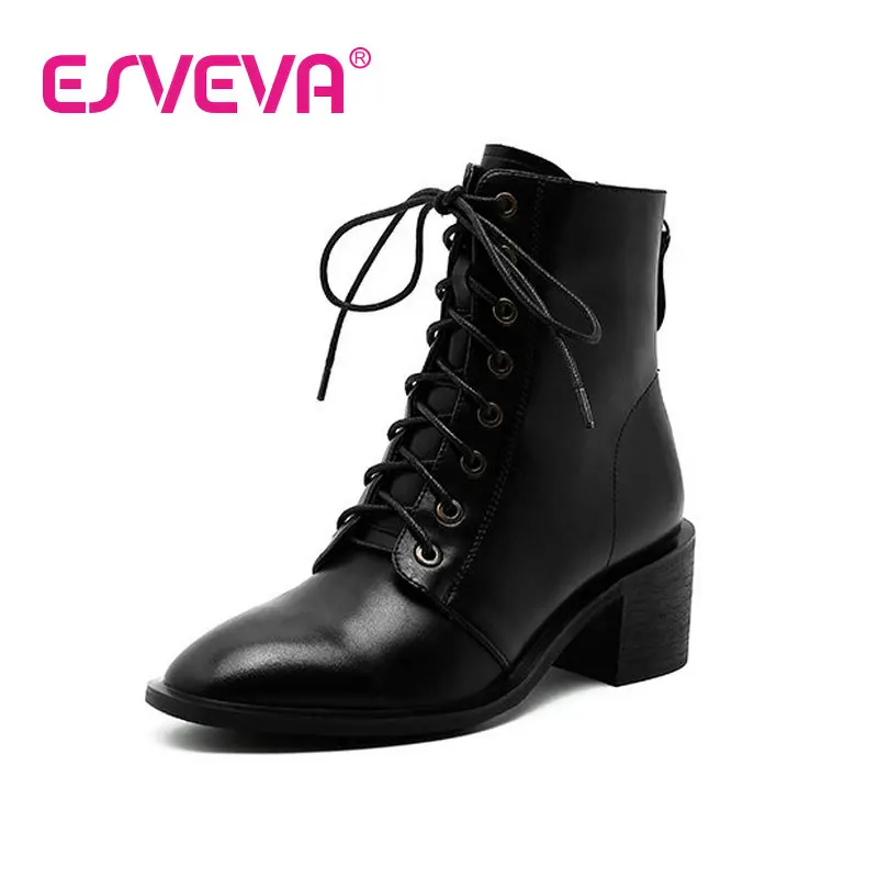 ESVEVA 2023 Cow Leather Riding Boots Lace Up Fashion Ankle Boots Simple And Fashion Style All Match Zipper Punk Shoes Size 34-42
ESVEVA 2023 Cow Leather Riding Boots Lace Up Fashion Ankle Boots Simple And Fashion Style All Match Zipper Punk Shoes Size 34-42