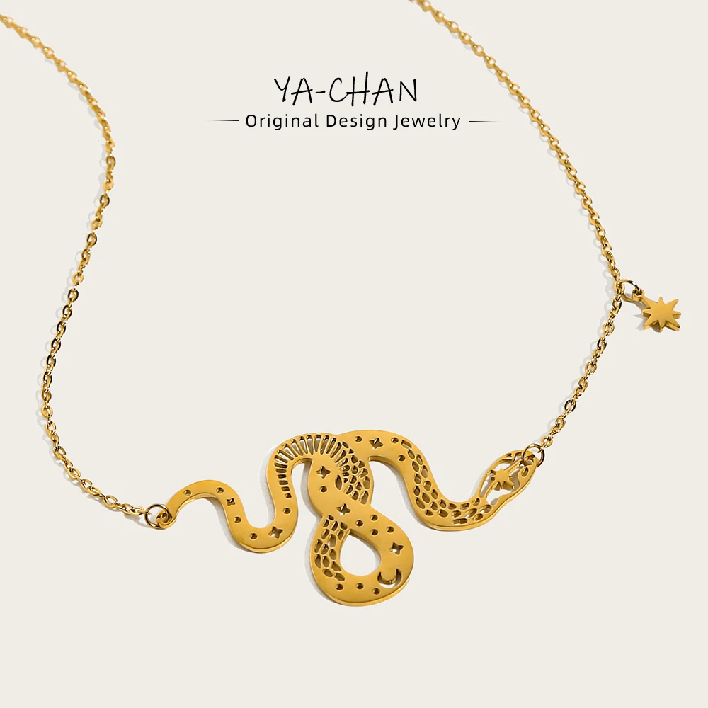 YACHAN 18K Gold Plated Star Moon Snake Pendant Stainless Steel for Necklace Women Vintage Trend Waterproof Jewelry
YACHAN 18K Gold Plated Star Moon Snake Pendant Stainless Steel for Necklace Women Vintage Trend Waterproof Jewelry