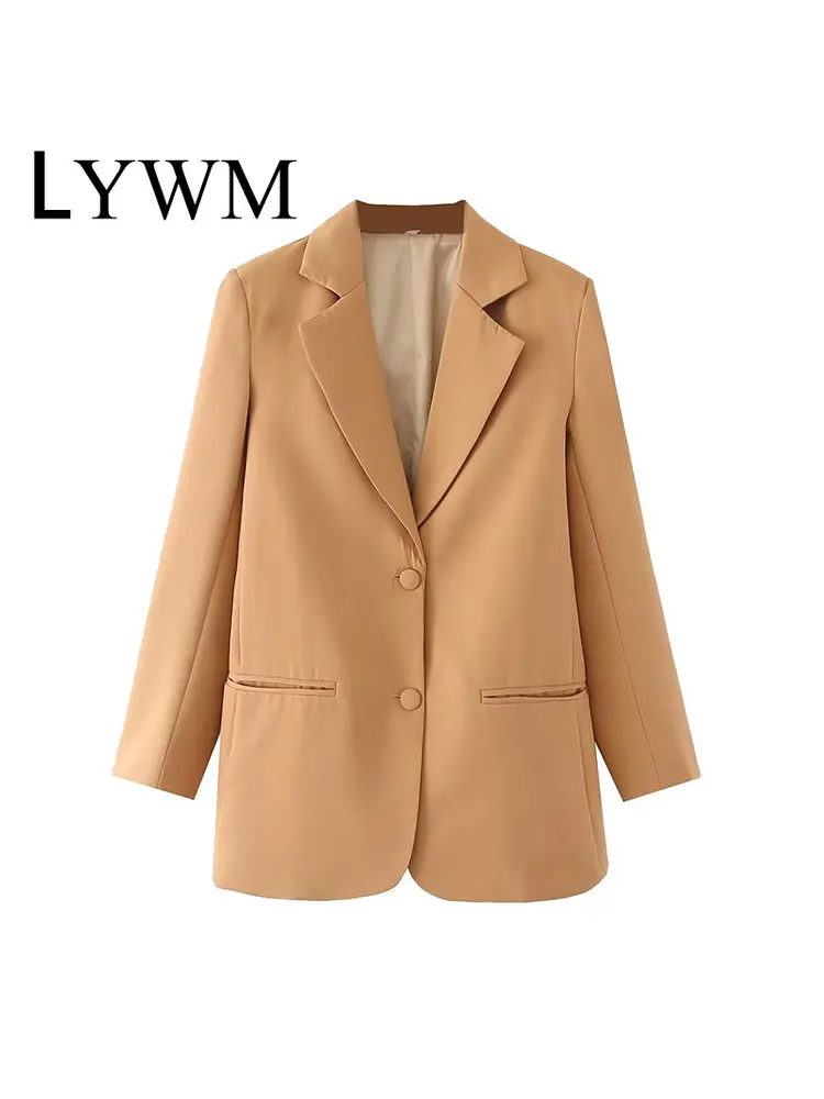 LYWM Women Fashion Solid Single Button Blazer Coat With Pockets Vintage Long Sleeves Notched Neck Female Chic Lady Coats
LYWM Women Fashion Solid Single Button Blazer Coat With Pockets Vintage Long Sleeves Notched Neck Female Chic Lady Coats