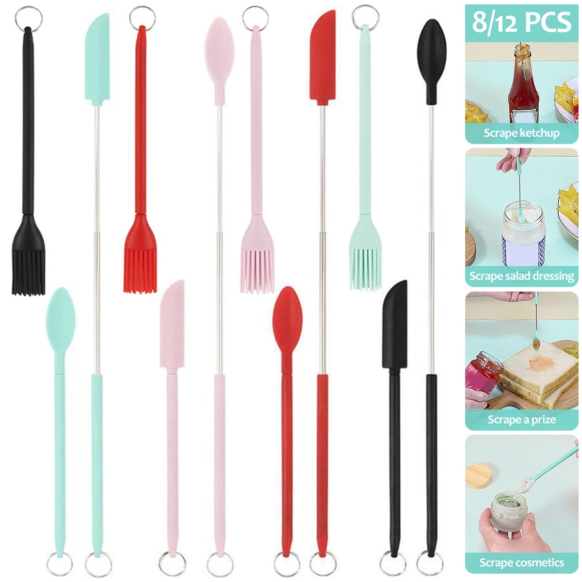 8/12Pcs Mini Spatula Set Retractable Spatula Scraping Spoon Kit Portable Small Spatulas for Jar, Kitchen Bottles, Cosmetics
8/12Pcs Mini Spatula Set Retractable Spatula Scraping Spoon Kit Portable Small Spatulas for Jar, Kitchen Bottles, Cosmetics