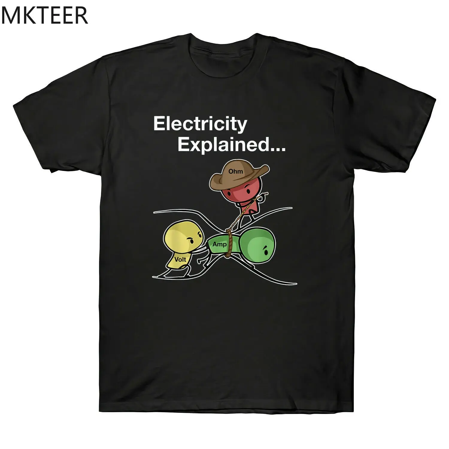 

Ohm Volt Amp Electricity Explained Funny Electrician Nerd Men's Cotton T-Shirt Harajuku O-Neck Tshirt Men Streetwear Hip Hop Top