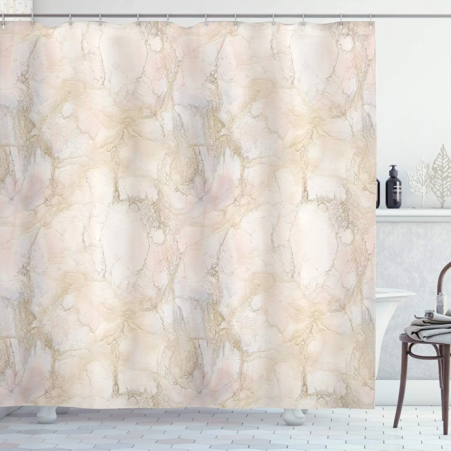 Marble Shower Curtain, Pink and Peach Marble Background with Crack Patterns Architecture and Building Material, Cloth
Marble Shower Curtain, Pink and Peach Marble Background with Crack Patterns Architecture and Building Material, Cloth