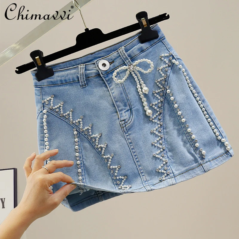 Heavy Beads Diamond-Embedded Sweet Bow A- Line Exposure-Proof Skirt 2022 Summer New Fashion High Waist Stretch Denim Skirts
Heavy Beads Diamond-Embedded Sweet Bow A- Line Exposure-Proof Skirt 2022 Summer New Fashion High Waist Stretch Denim Skirts