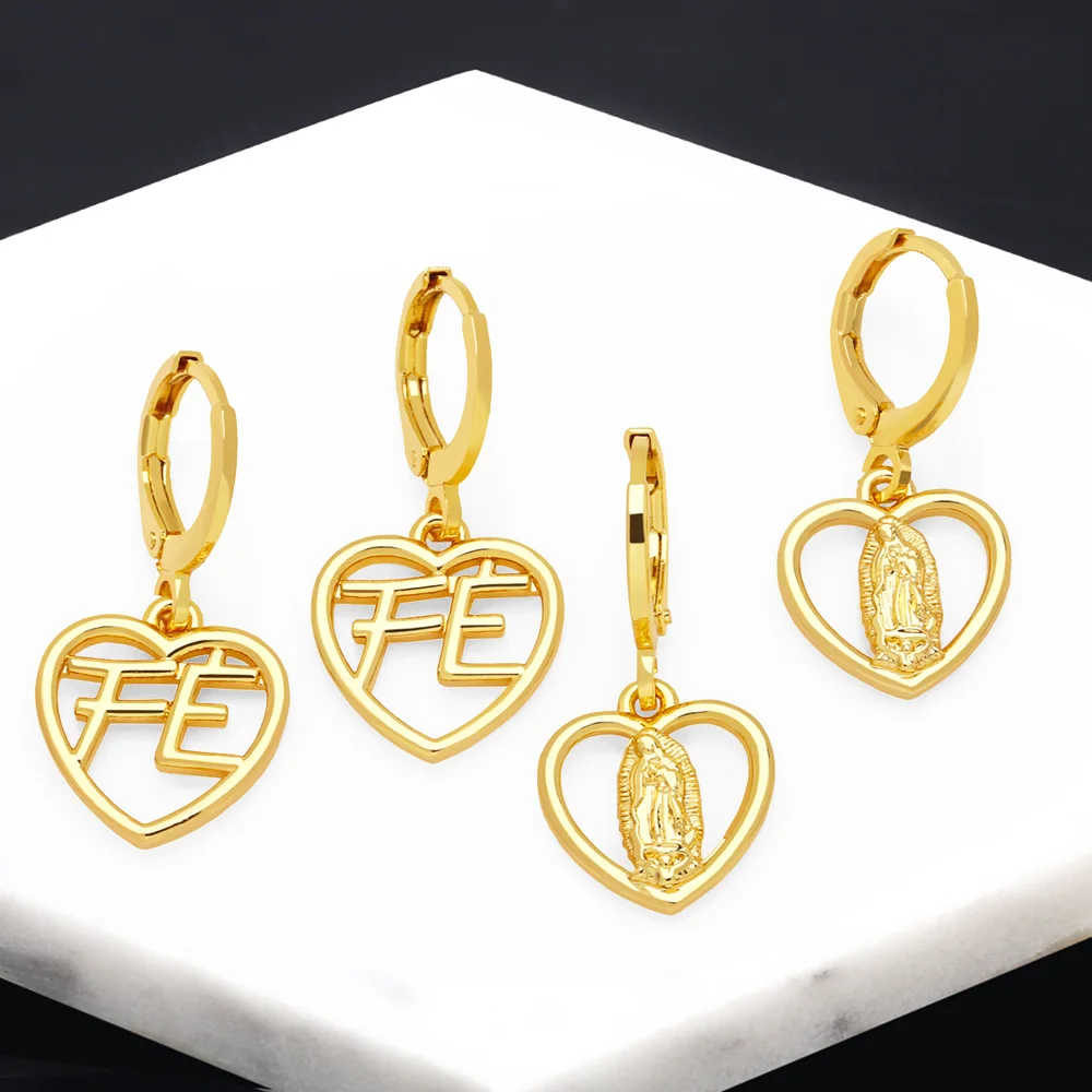 FLOLA Simple Heart Shape Virgin Mary Earrings for Women FE Faith Huggie Earrings Gold Plated Jewelry Gifts ersa267
FLOLA Simple Heart Shape Virgin Mary Earrings for Women FE Faith Huggie Earrings Gold Plated Jewelry Gifts ersa267