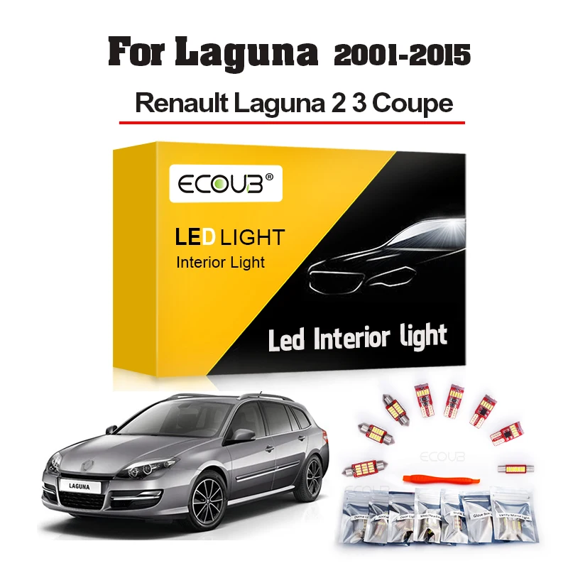 

Комплект светодиодного освещения для салона Лагуна 2 3 Renault Laguna 2001-2010 2011 2012 2013 2014 2015 светодиодный польный номерной знак багажника, светильник ...