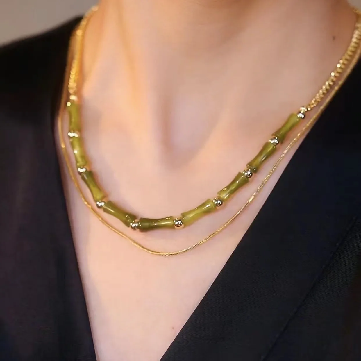 Double Layers Fashion Bamboo Choker Necklace For Women Personality New Neck Jewelry Wholesale
Double Layers Fashion Bamboo Choker Necklace For Women Personality New Neck Jewelry Wholesale