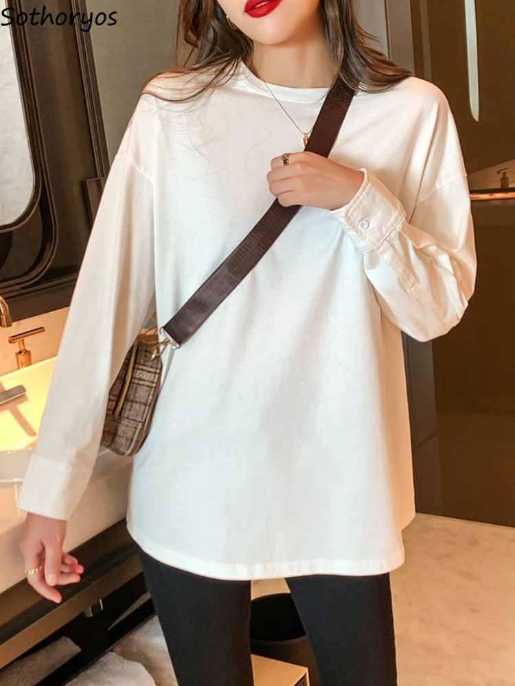 Minimalist T-shirts Women Pure Daily Casual Loose Basic Korean Style Students Long-sleeve Spring Streetwear All-match Popular
Minimalist T-shirts Women Pure Daily Casual Loose Basic Korean Style Students Long-sleeve Spring Streetwear All-match Popular
