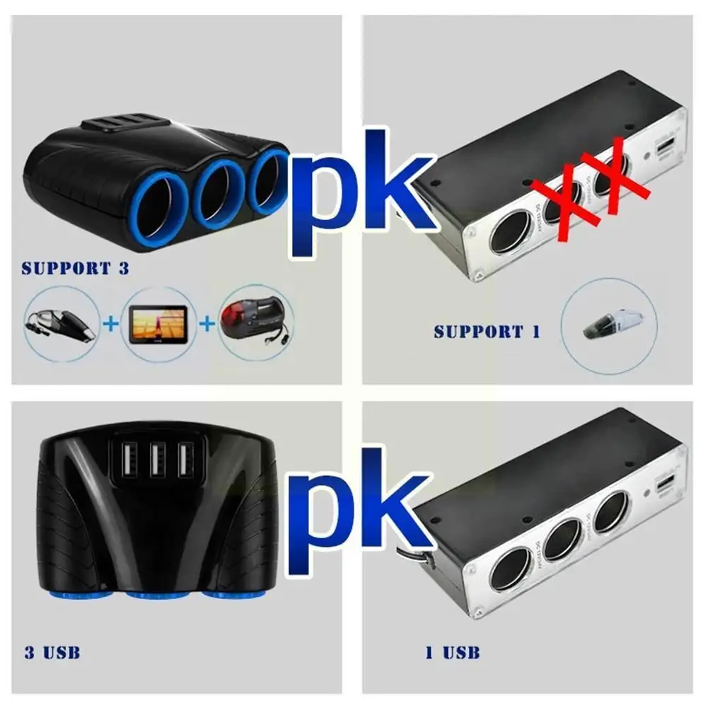 3.1A 12V Car Charger 3 in 1 Cigarette Lighter Splitter Power Adapter USB Car-charger Socket For IPhone IPad Phone DVR GPS Q2F1
3.1A 12V Car Charger 3 in 1 Cigarette Lighter Splitter Power Adapter USB Car-charger Socket For IPhone IPad Phone DVR GPS Q2F1