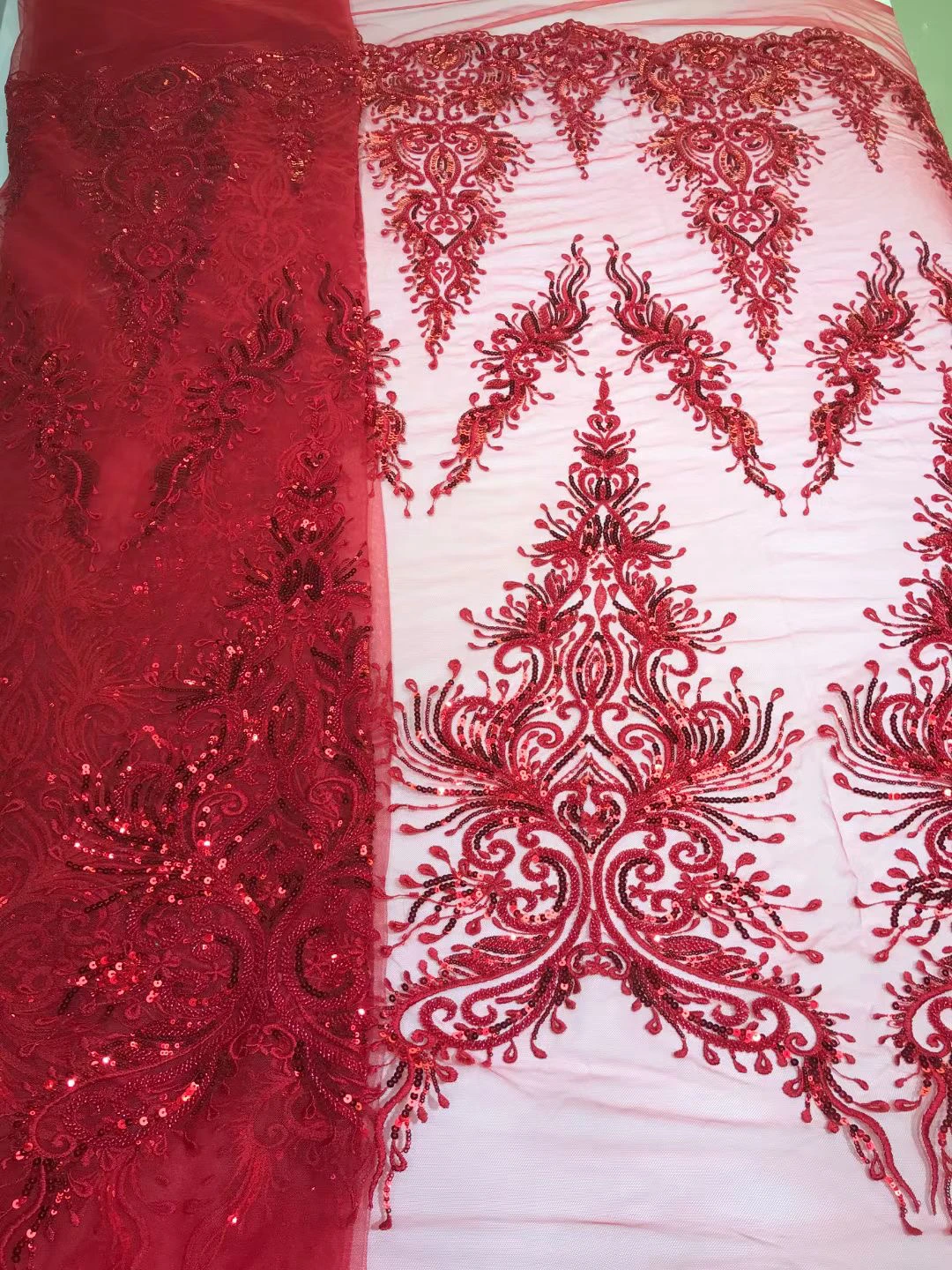 

Горячая Распродажа красивый дизайн красный цвет новейшие африканские блестки Сетка кружево с бисером французский тюль сетка ткань для вечеринки невесты ess