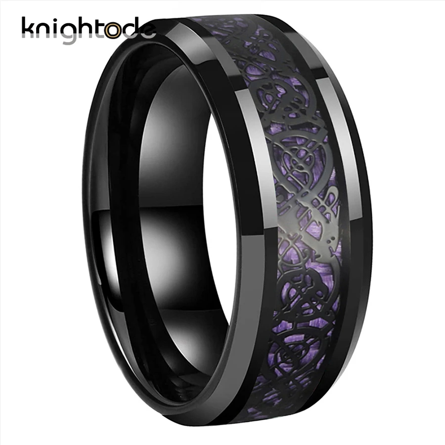 8mm Black Tungsten Carbide Rings 2 Colors Dragon And Purple Carbon Fiber Inlay For Women Wedding Band Beveled Edges Comfort Fit
8mm Black Tungsten Carbide Rings 2 Colors Dragon And Purple Carbon Fiber Inlay For Women Wedding Band Beveled Edges Comfort Fit