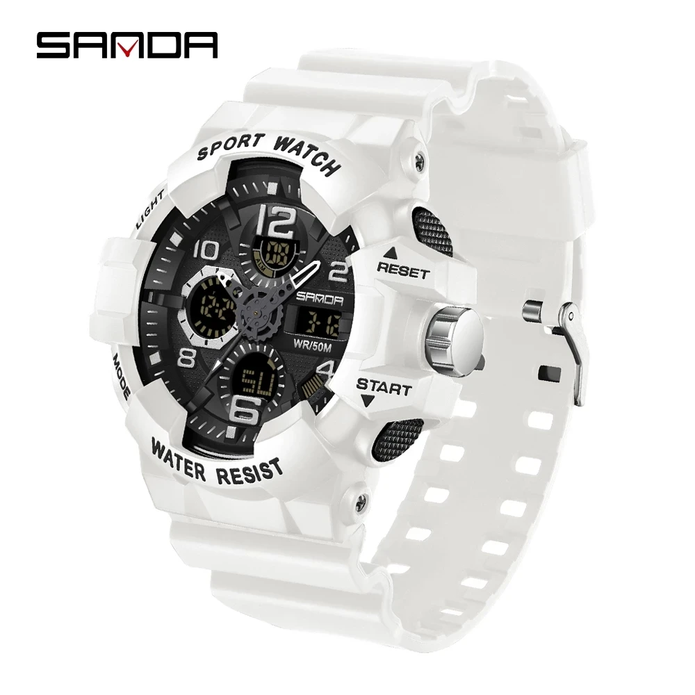 

SANDA Brand Outdoor Sport Watches 50M Waterproof Men's Watch Dual Display Quartz Wristwatch for Male Relogio Masculino 3168