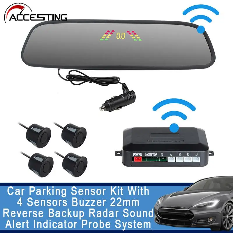 

12V Car Parking Sensor Kit With 4 Sensors Buzzer 22mm Reversing Reverse Backup Radar Sound Alert Indicator Probe System