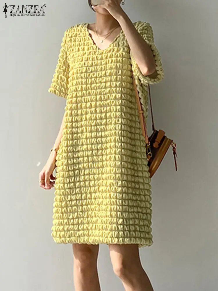 Summer Elegant Women Mini Dress ZANZEA 2022 O Neck Solid Dress Party Dating Loose Short Sleeve Waffle Vestidos Robes Oversized
Summer Elegant Women Mini Dress ZANZEA 2022 O Neck Solid Dress Party Dating Loose Short Sleeve Waffle Vestidos Robes Oversized