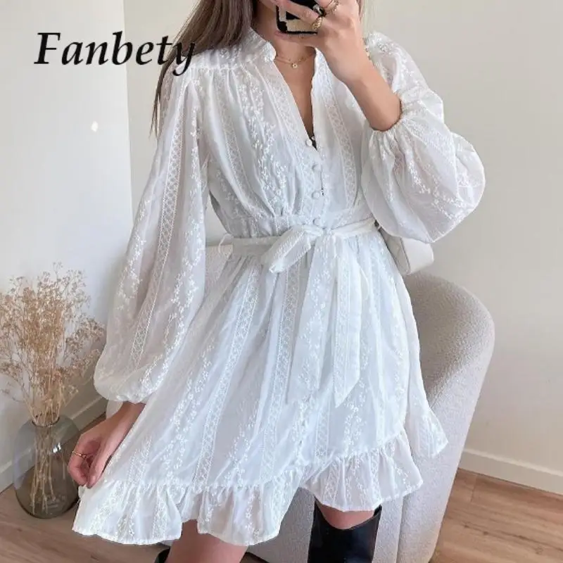 Female Ruffles Slim Short White Dresses Fashion Long Sleeve High Waist Sexy Mini Dress 2023 Lady Button V-Neck Solid Party Dress
Female Ruffles Slim Short White Dresses Fashion Long Sleeve High Waist Sexy Mini Dress 2023 Lady Button V-Neck Solid Party Dress