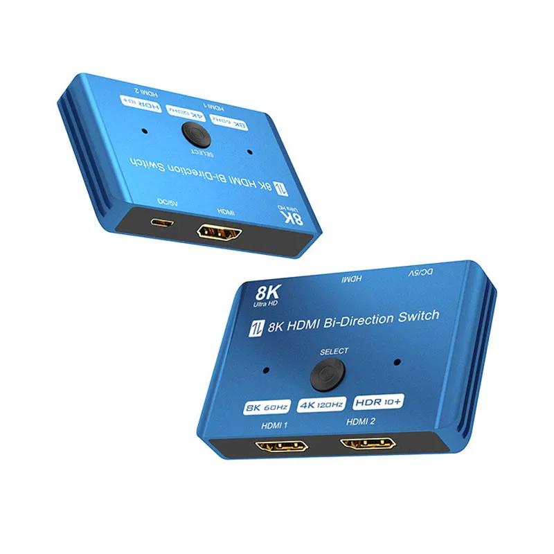 8K Switch HDMI 2.1 Bi-direction Switcher 8K@60Hz 4K@120Hz HDMI2.1 HDR 10 2X1 or 1X2 Splitter Screen Mirror for PS5 PS4 PC To TV
8K Switch HDMI 2.1 Bi-direction Switcher 8K@60Hz 4K@120Hz HDMI2.1 HDR 10 2X1 or 1X2 Splitter Screen Mirror for PS5 PS4 PC To TV