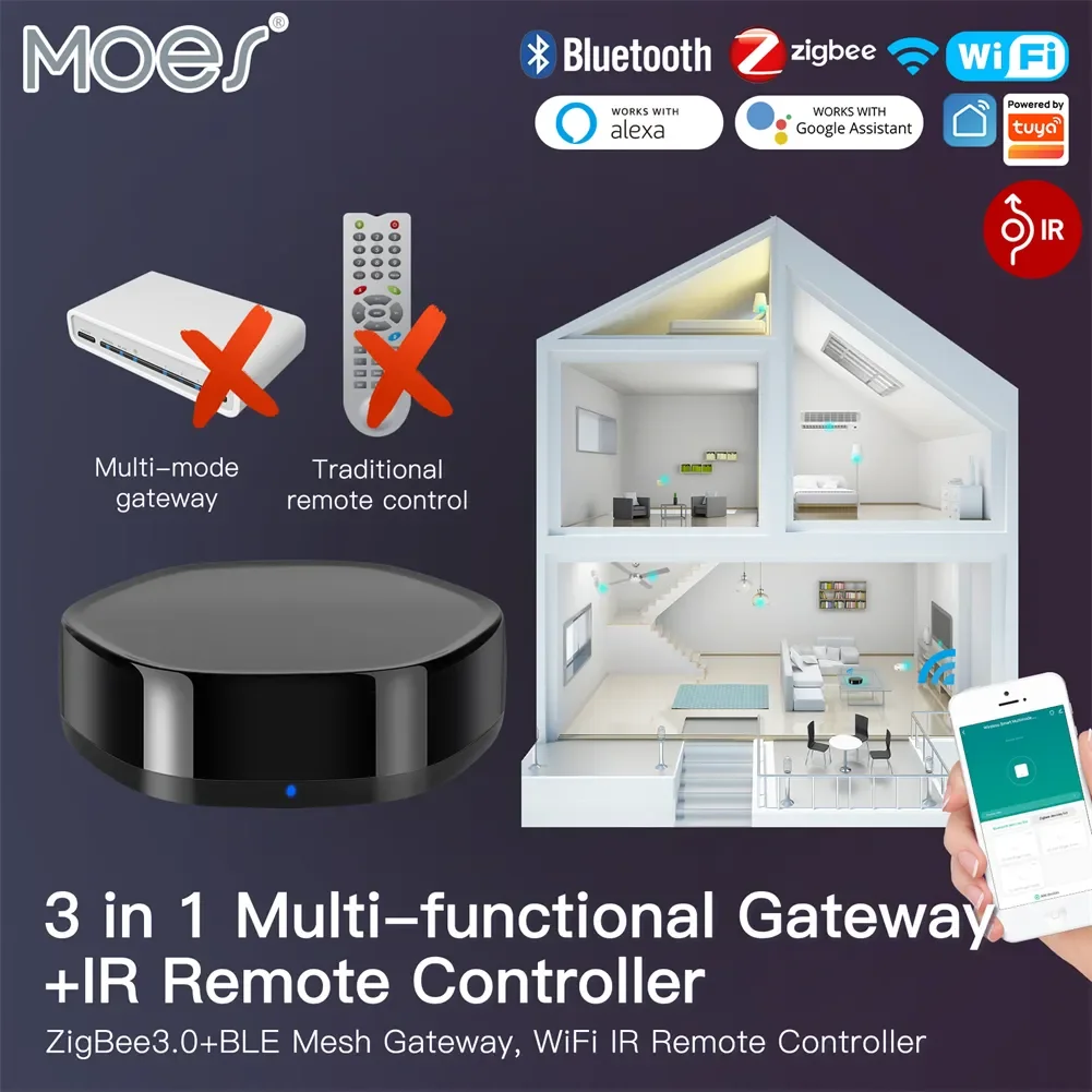 Умный дом Wi-Fi 3 в 1 беспроводной многофункциональный шлюз BLE Mesh + ZigBee с 38K ИК-пультом дистанционного управления через Alexa Google Home
Умный дом Wi-Fi 3 в 1 беспроводной многофункциональный шлюз BLE Mesh + ZigBee с 38K ИК-пультом дистанционного управления через Alexa Google Home
