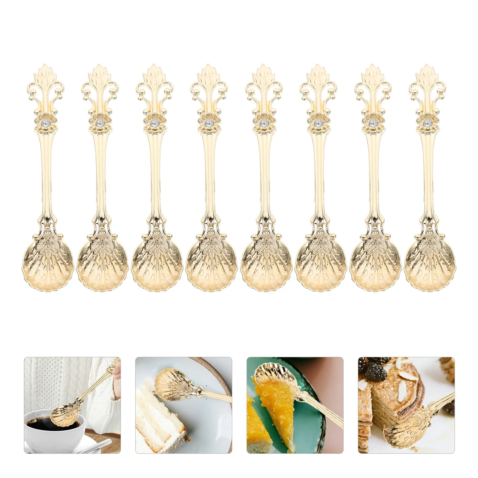 8Pcs Zine-alloy Dessert Spoons Practical Coffee Stirring Spoons Retro Style Coffee Spoons
8Pcs Zine-alloy Dessert Spoons Practical Coffee Stirring Spoons Retro Style Coffee Spoons