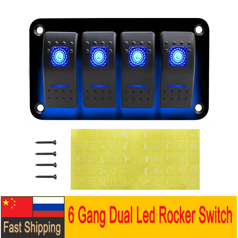 6 Gang Dual LED Rocker Switch Panel Switch Panel Lighter Socket Circuit Breaker RV Accessories Set For Truck Car Marine Boat
6 Gang Dual LED Rocker Switch Panel Switch Panel Lighter Socket Circuit Breaker RV Accessories Set For Truck Car Marine Boat