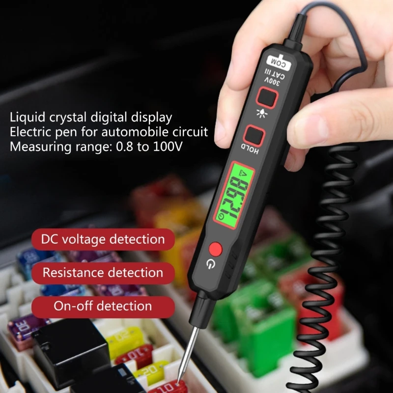 Digital-LCD Car Electric Tester,0.8-100V Test Light with Extended Spring Wire, Vehicle Circuits Low Voltage Light
Digital-LCD Car Electric Tester,0.8-100V Test Light with Extended Spring Wire, Vehicle Circuits Low Voltage Light