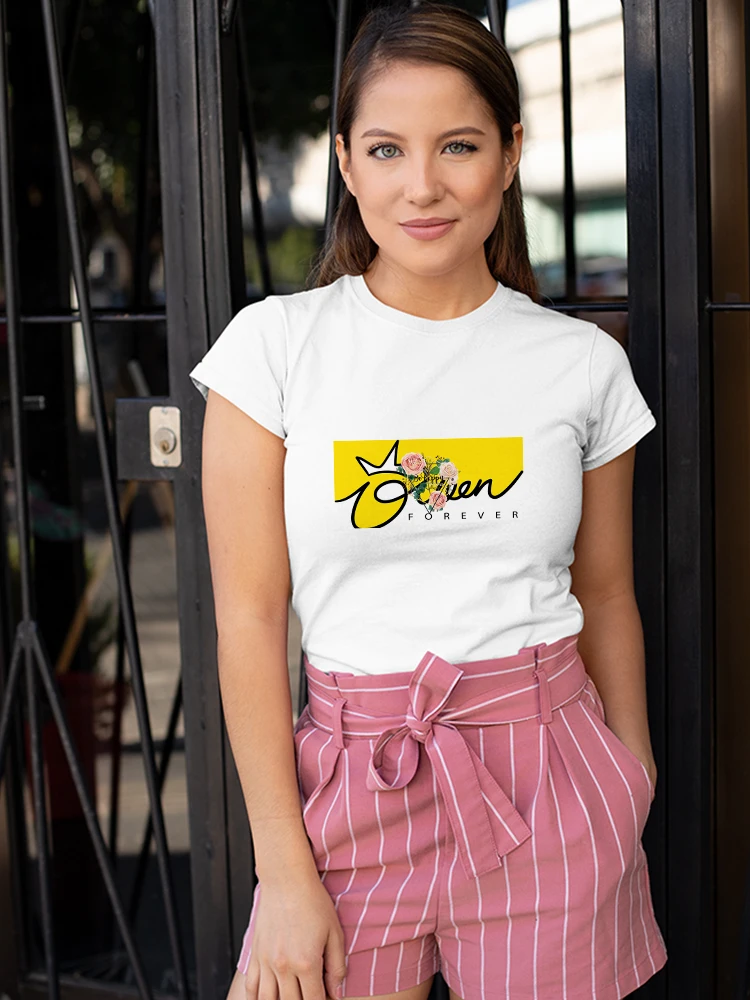Yeskuni Queen Forever смешные футболки женские топы в готическом стиле с коротким рукавом
