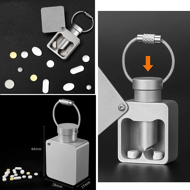 Pill Cutter Aluminum Alloy Easy Carry EDC Tablet Splitter Medicine Pill Case Container Waterproof Sealed Bin Pill Storage Boxes
Pill Cutter Aluminum Alloy Easy Carry EDC Tablet Splitter Medicine Pill Case Container Waterproof Sealed Bin Pill Storage Boxes