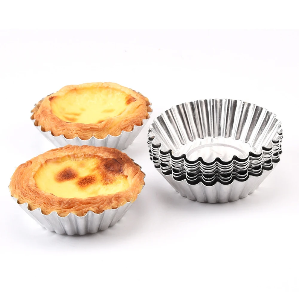 

Reusable Silver Egg Tart Mold Cupcake Cookie Muffin Pudding Mould Nonstick Egg Cake Baking Mold Kitchen Pastry Bakeware Tools