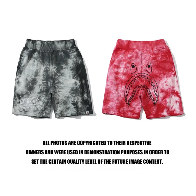 

tide shark head tie-dye casual shorts men and women with the same retro beach five-minute pants in pants A BATHING APE