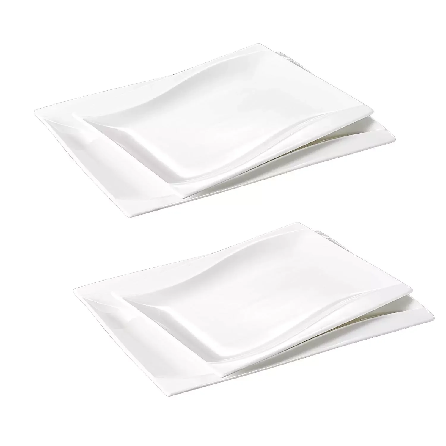 Carina 4-Piece Ivory White Porcelain Dinner Plate Set with 11" & 13.25" Rectangular Plate Fruit Snack Dishes Platters 
Carina 4-Piece Ivory White Porcelain Dinner Plate Set with 11" & 13.25" Rectangular Plate Fruit Snack Dishes Platters