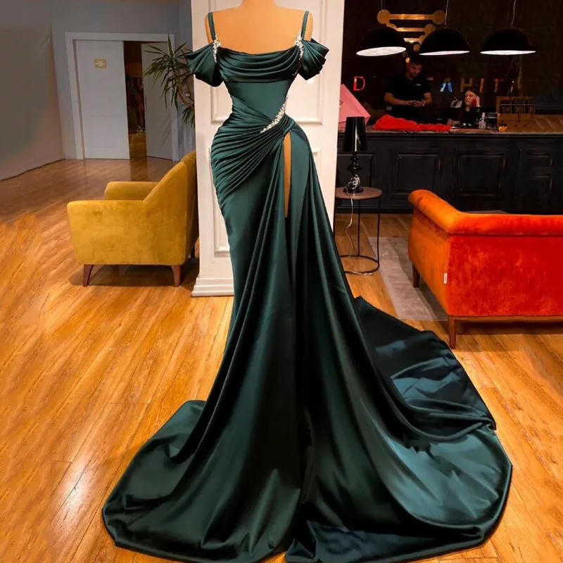 Spaghetti Straps Prom Gown Mermaid High Split Pleat Occasion Dress Robe De Soirée Women Elegant Vintage Sexy Evening Party Dress
Spaghetti Straps Prom Gown Mermaid High Split Pleat Occasion Dress Robe De Soirée Women Elegant Vintage Sexy Evening Party Dress