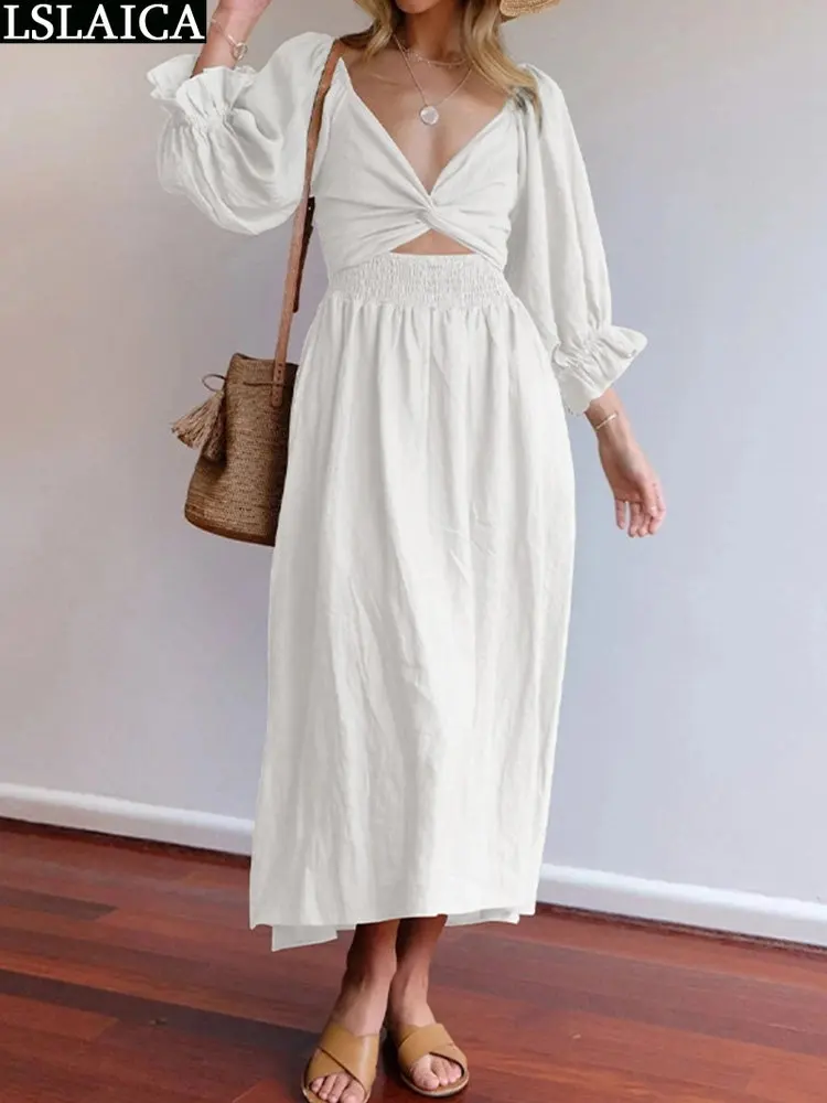 Elegant Dresses Elastic Waist Vacation Outfits for Women 2023 V Neck Solid Color Two Ways To Wear Before and After Maxi Dress
Elegant Dresses Elastic Waist Vacation Outfits for Women 2023 V Neck Solid Color Two Ways To Wear Before and After Maxi Dress