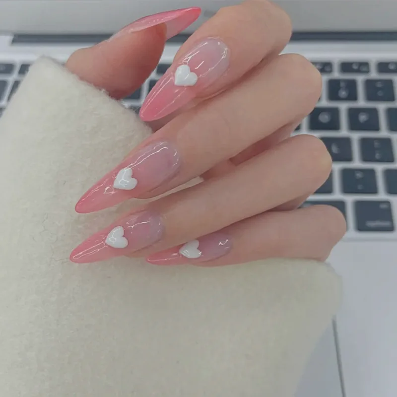 24pcs Fake Nail Patch Long Pointed Head Nails Gradient Pink Nail Art Finished False Nail With Jelly Gel Best Gift Nail Art&Tools
24pcs Fake Nail Patch Long Pointed Head Nails Gradient Pink Nail Art Finished False Nail With Jelly Gel Best Gift Nail Art&Tools