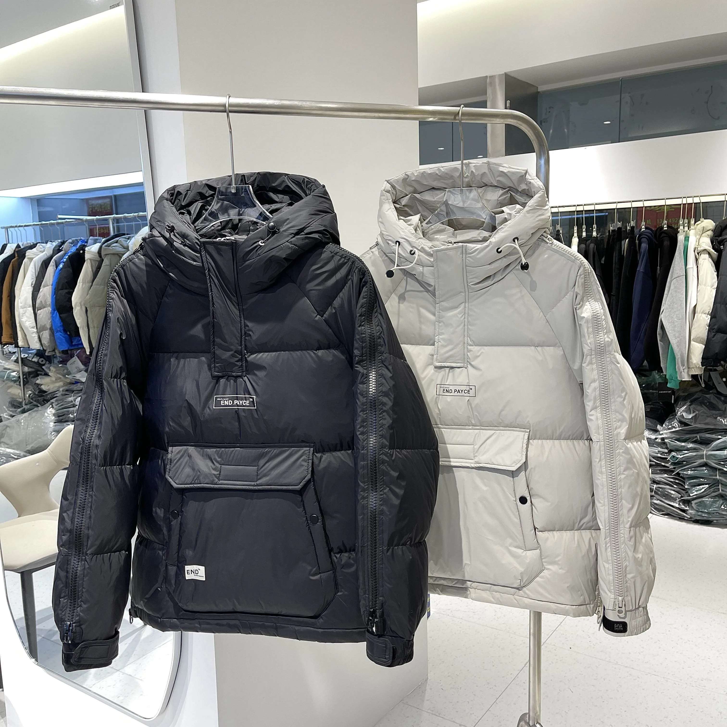 Golf Down Jacket Winter New Big Zipper Down Jacket Men's Hooded Top Couple Loose Pullover White Duck Down Jacket
Golf Down Jacket Winter New Big Zipper Down Jacket Men's Hooded Top Couple Loose Pullover White Duck Down Jacket