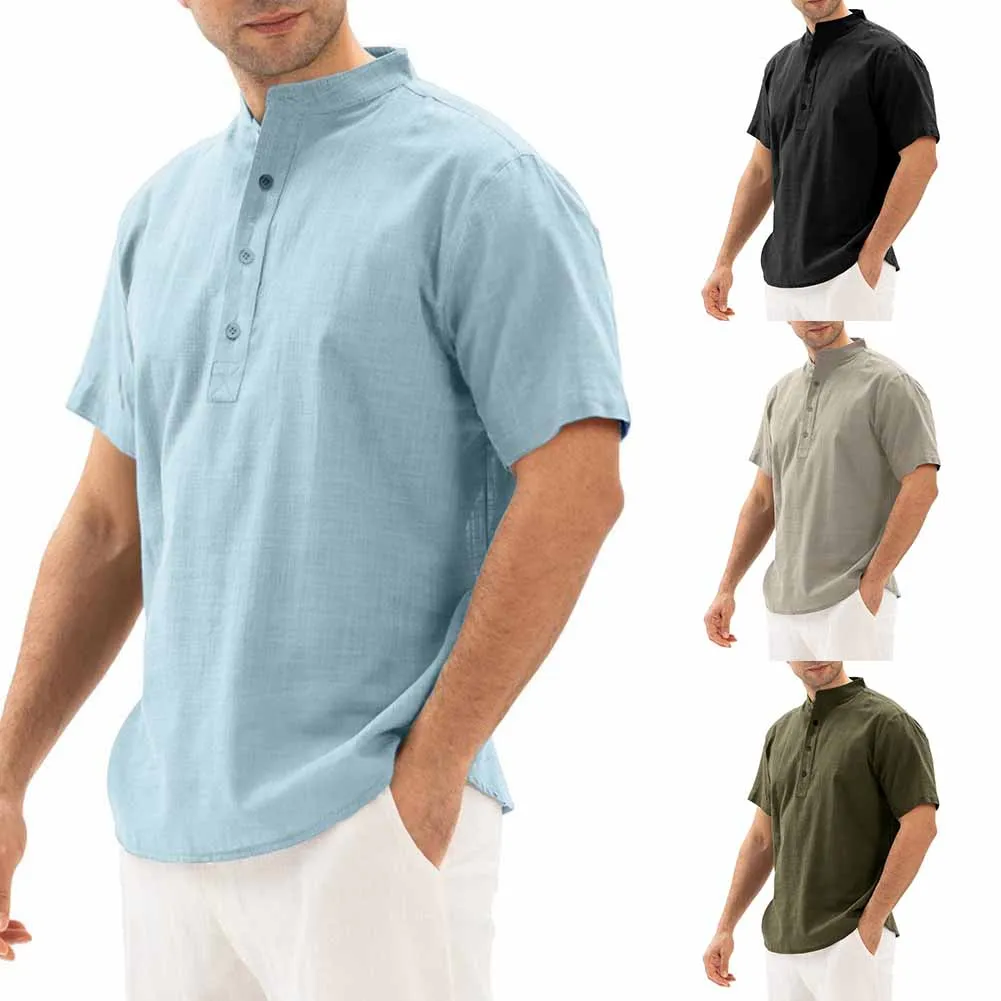 Men Short Sleeve Linen Shirts Breathable Men's Baggy Casual Shirts Slim Fit Solid Cotton Shirts Mens Pullover Tops Blouse 2023
Men Short Sleeve Linen Shirts Breathable Men's Baggy Casual Shirts Slim Fit Solid Cotton Shirts Mens Pullover Tops Blouse 2023