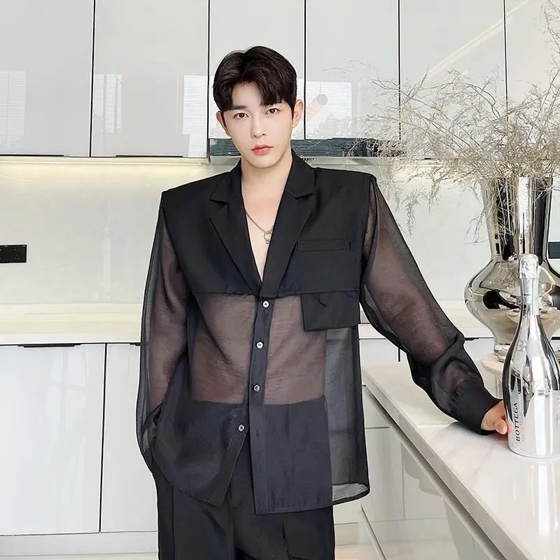 New Men Summer Ultra-thin Suits Coat Sexy Transparent Yarn Breathable Streetwear Small Blazer Male Stylist Jacket Oversized 4XL
New Men Summer Ultra-thin Suits Coat Sexy Transparent Yarn Breathable Streetwear Small Blazer Male Stylist Jacket Oversized 4XL
