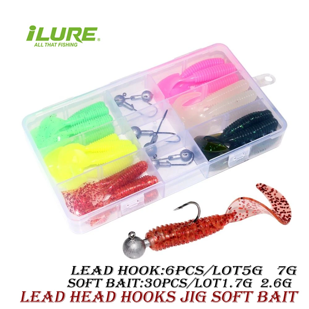 ILURE Winter Lead Jig Head Hook Fishing Lure Set Soft Bait with Hook Artificial Rubber Baits for Bass Pike Zander Jigging 36Pcs 
ILURE Winter Lead Jig Head Hook Fishing Lure Set Soft Bait with Hook Artificial Rubber Baits for Bass Pike Zander Jigging 36Pcs