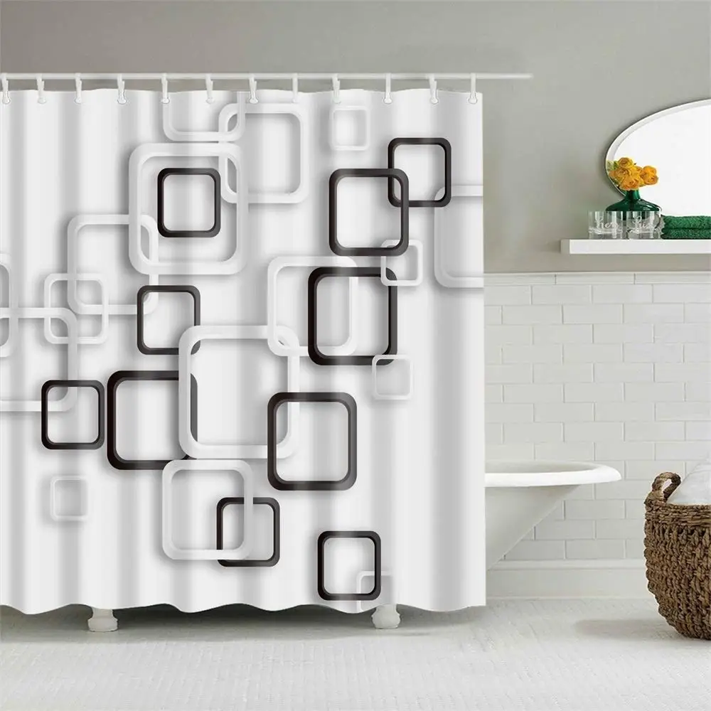 Shower Curtain Set with Hooks Geometric Square Rectangle 3D Black and White Bathroom Decor Waterproof Polyester Fabric Bathroom
Shower Curtain Set with Hooks Geometric Square Rectangle 3D Black and White Bathroom Decor Waterproof Polyester Fabric Bathroom