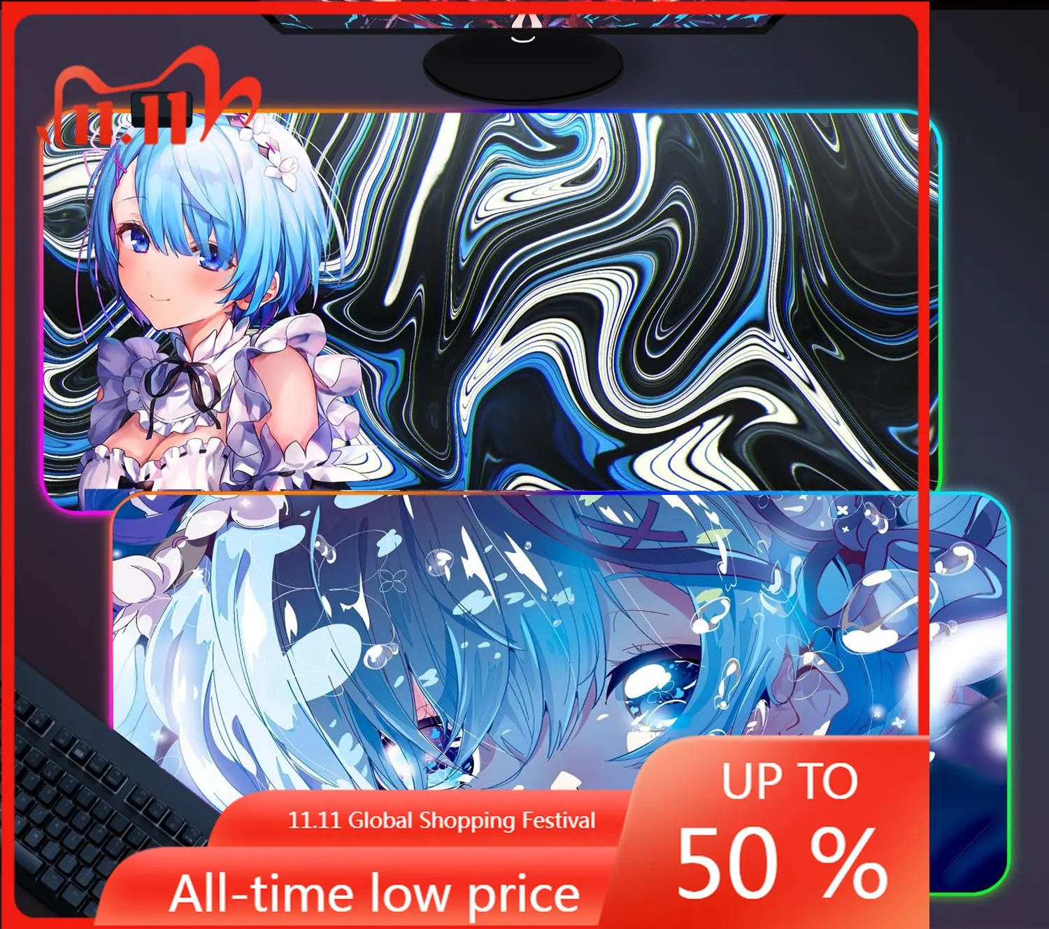 RE Kawaii ins Rem Ram RGB Mouse Pad genshin impact japanese mouse pad desk computer accessories pad anime valorant gaming pad
RE Kawaii ins Rem Ram RGB Mouse Pad genshin impact japanese mouse pad desk computer accessories pad anime valorant gaming pad