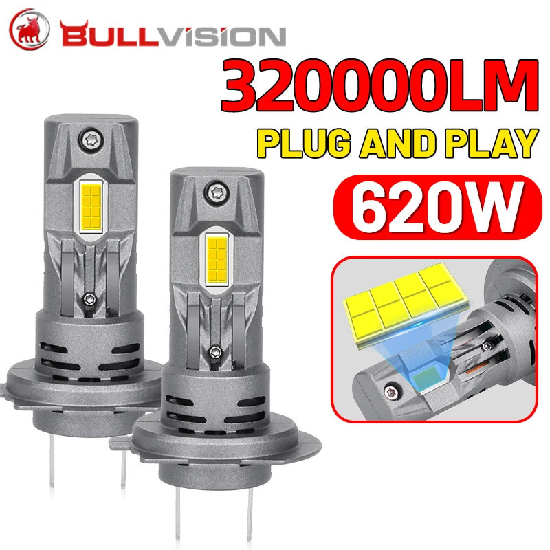 

BULLVISION 320000LM H7 LED Headlights Canbus No Error 620W 6500K H7 Car Headlight Bulb 1: 1 Mini Diode Auto Lights 12V 24V Truck