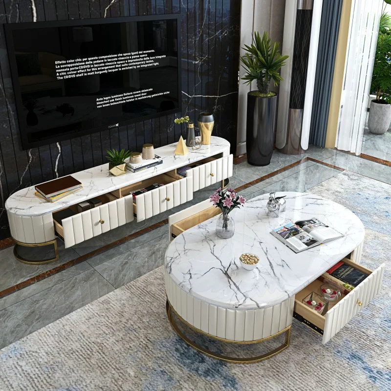 Post-Modern Light Luxury Coffee Table Modern Minimalist Marble Coffee Table TV Cabinet Combination Set Creative Stainless Steel
Post-Modern Light Luxury Coffee Table Modern Minimalist Marble Coffee Table TV Cabinet Combination Set Creative Stainless Steel
