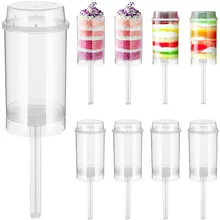 20/40Pcs Push Up Cake Shooter Round Shape Clear Cake Holders Push Pops Plastic Containers with Lids for Ice Cream Baking Molding