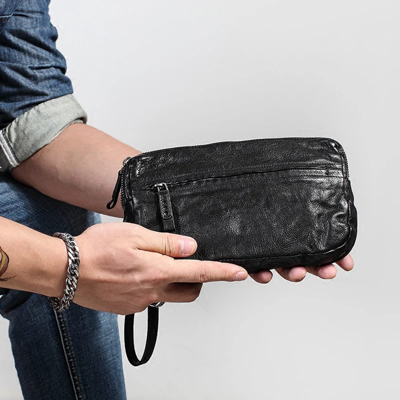 AETOO Double zipper small handbag with wristband men's leather large-capacity wallet soft leather men's bag retro leather clutc
AETOO Double zipper small handbag with wristband men's leather large-capacity wallet soft leather men's bag retro leather clutc
