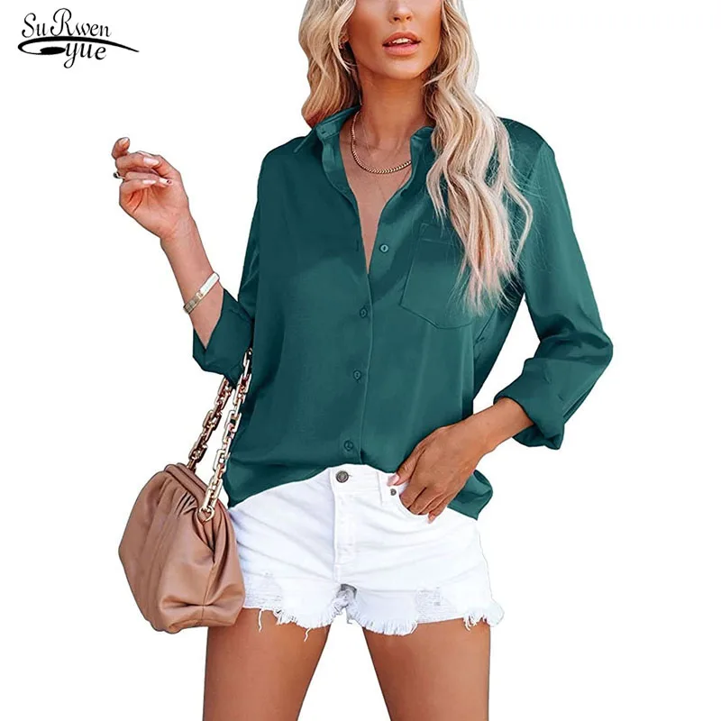 Vintage Satin Elegant Blouses Button Up Shirt Long Sleeve Silk Shirts Women Turn-down Collar 2022 Spring Loose Green Tops 20374
Vintage Satin Elegant Blouses Button Up Shirt Long Sleeve Silk Shirts Women Turn-down Collar 2022 Spring Loose Green Tops 20374