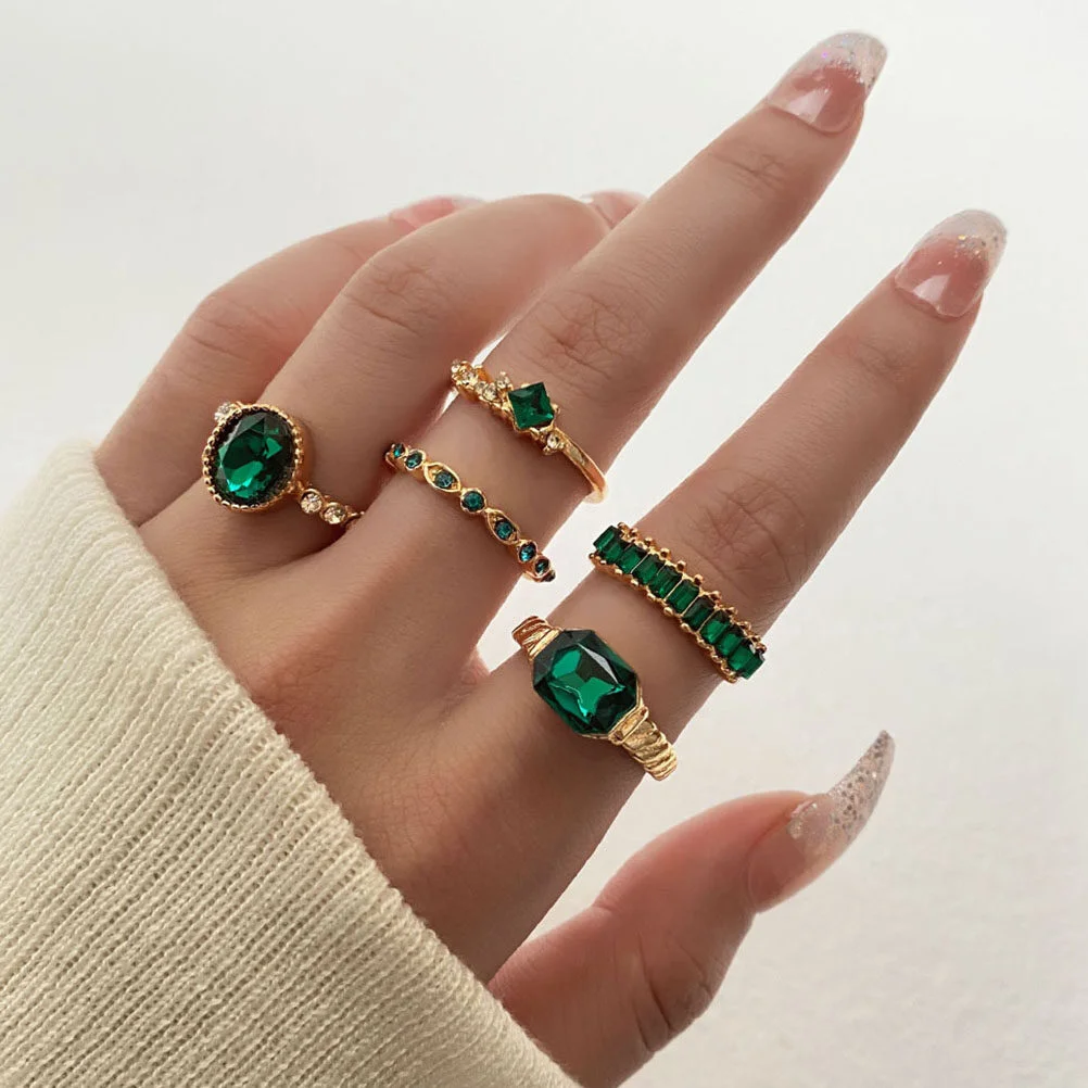 5 Pcs Green Ring Stackable Rings Women Piece Suit 1.81x1.81cm Jewelry Packs Rhinestones Set Shiny Finger
5 Pcs Green Ring Stackable Rings Women Piece Suit 1.81x1.81cm Jewelry Packs Rhinestones Set Shiny Finger