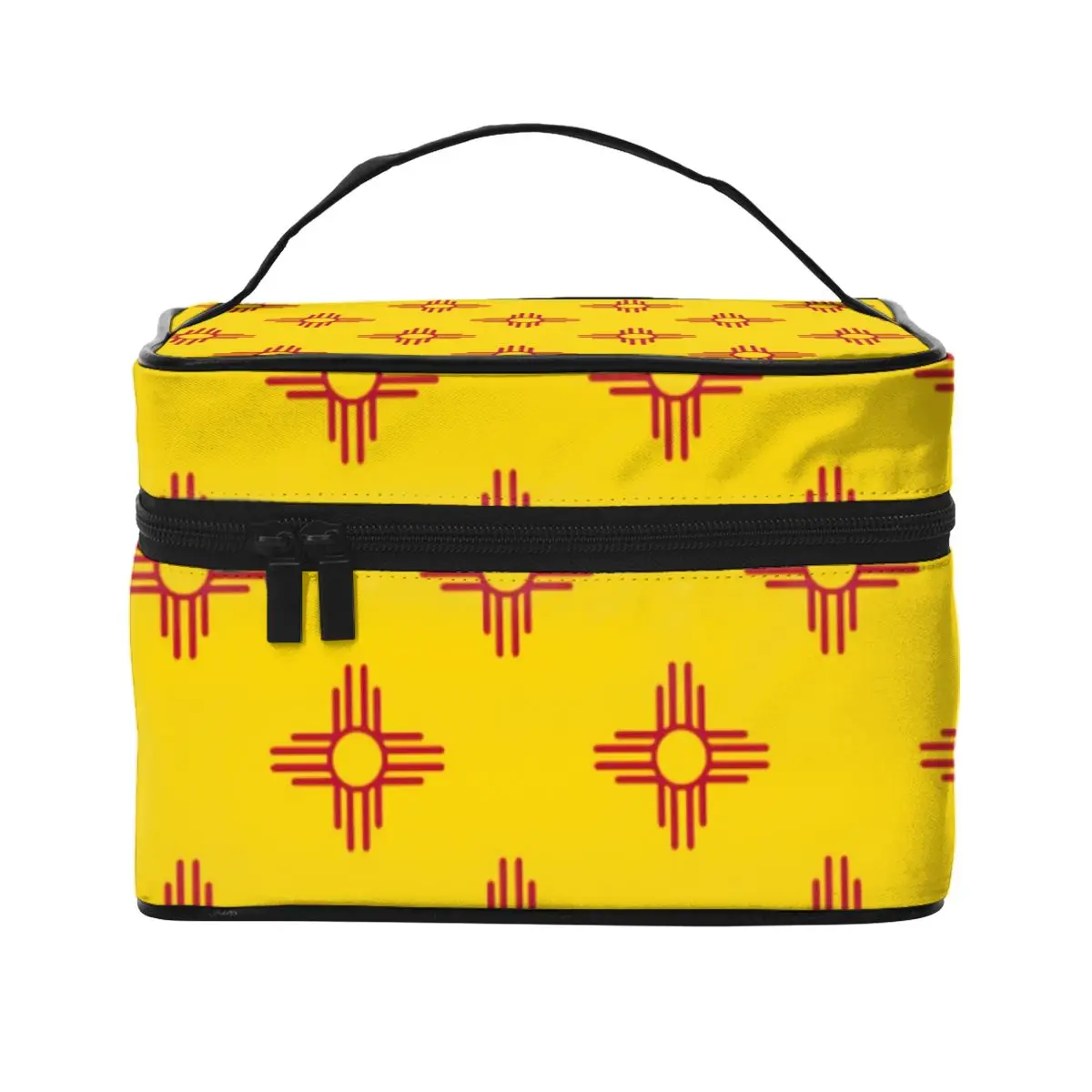 Zia Sun Symbol Cosmetic Bags New Mexico State Flag Red Restroom Storage Organizers with HandleTravel For Girl Makeup Pouch
Zia Sun Symbol Cosmetic Bags New Mexico State Flag Red Restroom Storage Organizers with HandleTravel For Girl Makeup Pouch
