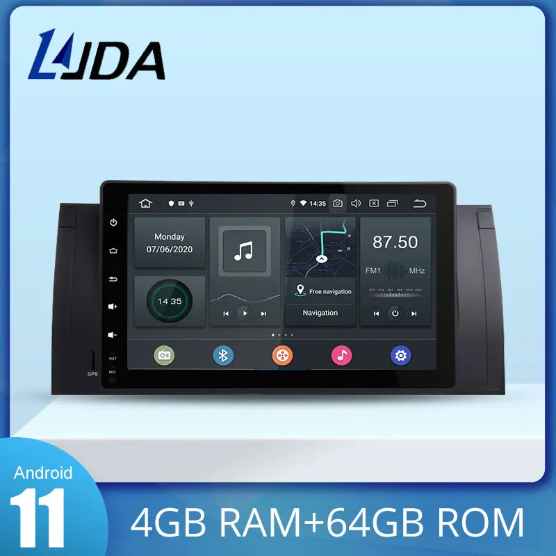Автомобильный мультимедийный плеер LJDA, автомагнитола на Android 11, с GPS, 4 Гб ОЗУ, 64 Гб ПЗУ, для BMW E39 X5 E53 M5, Типоразмер 1 Din 
Автомобильный мультимедийный плеер LJDA, автомагнитола на Android 11, с GPS, 4 Гб ОЗУ, 64 Гб ПЗУ, для BMW E39 X5 E53 M5, Типоразмер 1 Din