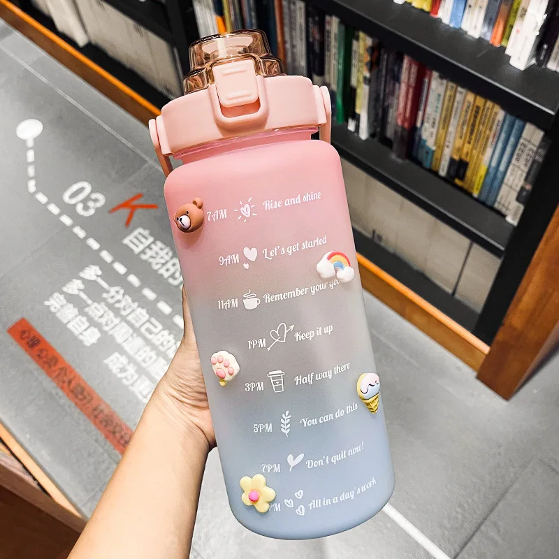 2 Liter Water Bottle with Straw Female Girls Large Portable Travel Bottles Sports Fitness Cup Summer Cold Water with Time Scale
2 Liter Water Bottle with Straw Female Girls Large Portable Travel Bottles Sports Fitness Cup Summer Cold Water with Time Scale