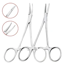 Stainless Steel Curved Tip and Straight Tip Forceps Lockin 12.5,16,18cm for Clip Pet Hair Clamp Fishing Plier Hand Tool